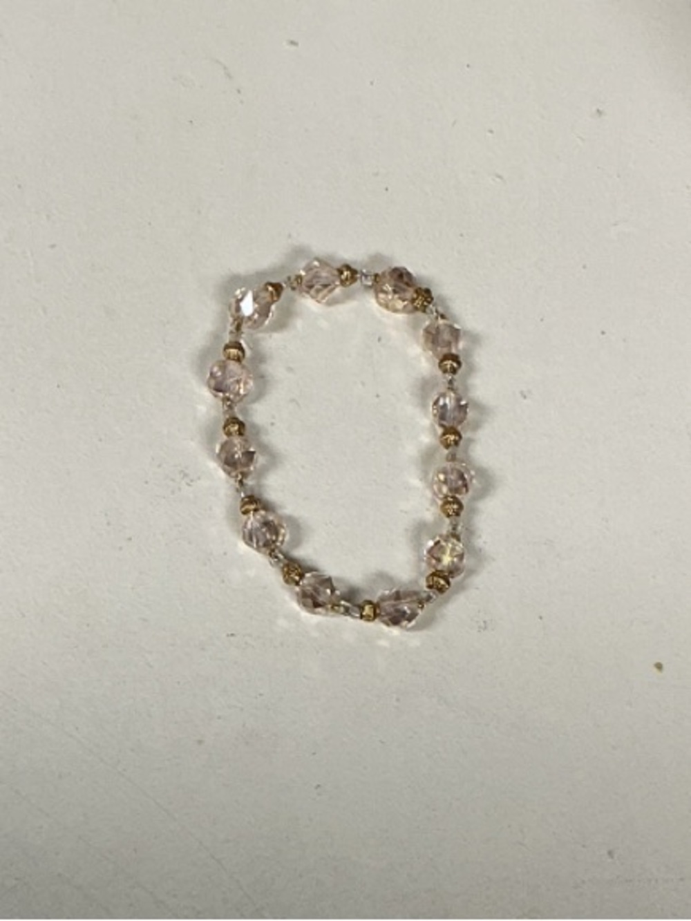 Fashion Jewelry Gold-Tone Bracelet with Light Pink Faceted Beads